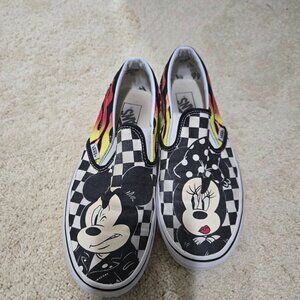 Disney Vans Mickey & Minnie Flame Slip On Sneakers Size 7 Men's 8.5 Women's